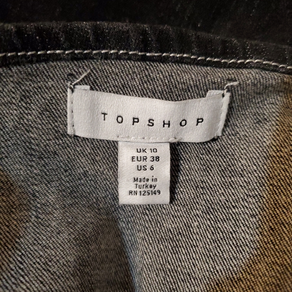 Topshop Women's Black Denim Midi Slit Front Jean Dress‎ Size 6 - Picture 8 of 9